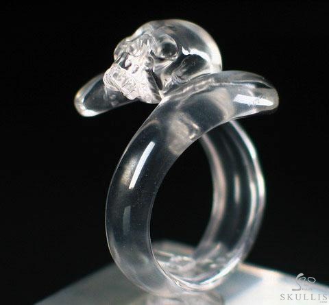 Jawless Crown - US size 10 Quartz Rock Crystal Hand Carved Crystal Skull Ring, Crystal Healing Skull Jewelry, for Women & Men Jawless Crown - US size 10 Quartz Rock Crystal Hand Carved Crystal Skull Ring, Crystal Healing Skull Jewelry, for Women & Men