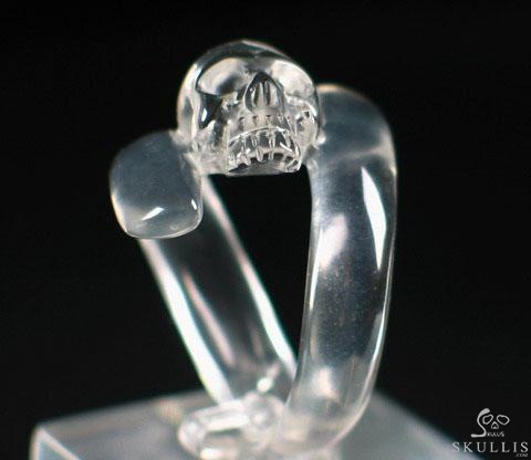Jawless Crown - US size 10 Quartz Rock Crystal Hand Carved Crystal Skull Ring, Crystal Healing Skull Jewelry, for Women & Men Jawless Crown - US size 10 Quartz Rock Crystal Hand Carved Crystal Skull Ring, Crystal Healing Skull Jewelry, for Women & Men
