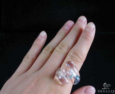 Jawless Crown - US size 10 Quartz Rock Crystal Hand Carved Crystal Skull Ring, Crystal Healing Skull Jewelry, for Women & Men Jawless Crown - US size 10 Quartz Rock Crystal Hand Carved Crystal Skull Ring, Crystal Healing Skull Jewelry, for Women & Men