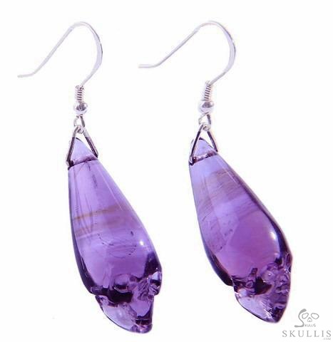 The Midnight Drop - Amethyst & 925 Sterling Silver Hand Carved Elongated Skull Earrings, Crystal Healing Skull Jewelry, for Women & Men The Midnight Drop - Amethyst & 925 Sterling Silver Hand Carved Elongated Skull Earrings, Crystal Healing Skull Jewelry, for Women & Men