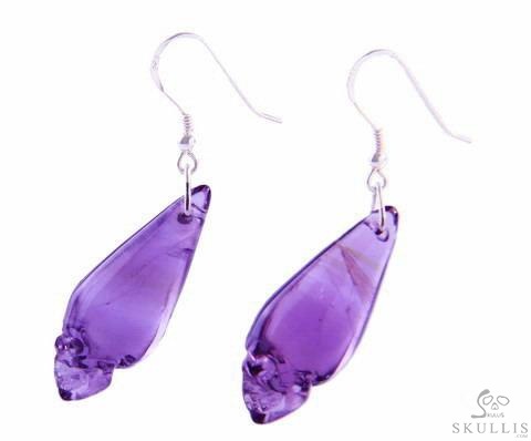The Midnight Drop - Amethyst & 925 Sterling Silver Hand Carved Elongated Skull Earrings, Crystal Healing Skull Jewelry, for Women & Men The Midnight Drop - Amethyst & 925 Sterling Silver Hand Carved Elongated Skull Earrings, Crystal Healing Skull Jewelry, for Women & Men