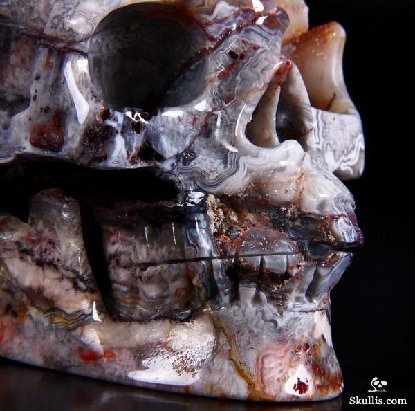 Huge 4.8" Crazy lace Agate Carved Crystal Geode Skull Huge 4.8" Crazy lace Agate Carved Crystal Geode Skull