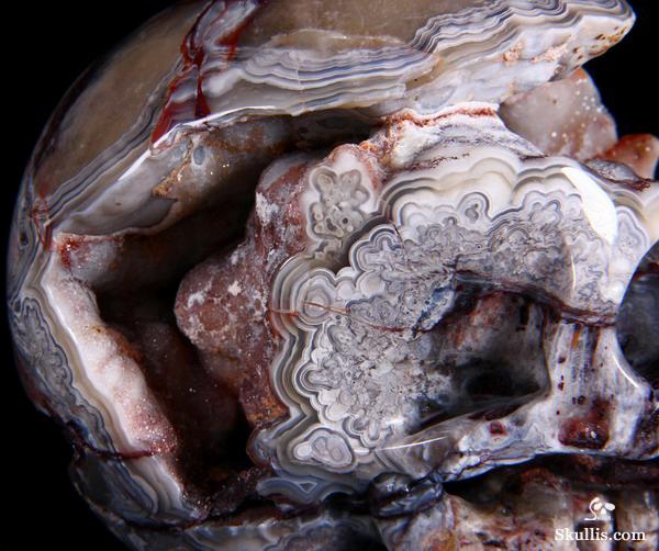 Huge 4.8" Crazy lace Agate Carved Crystal Geode Skull Huge 4.8" Crazy lace Agate Carved Crystal Geode Skull