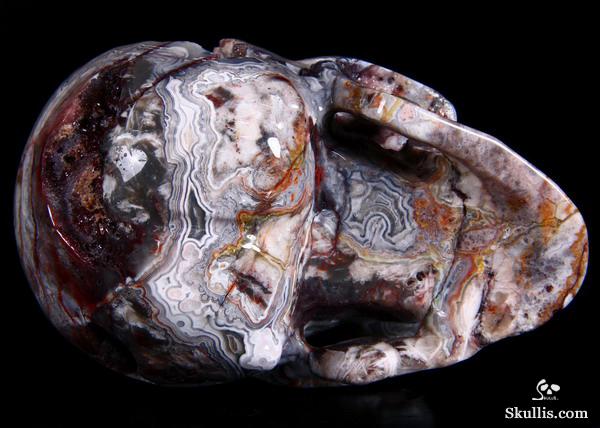 Huge 4.8" Crazy lace Agate Carved Crystal Geode Skull Huge 4.8" Crazy lace Agate Carved Crystal Geode Skull