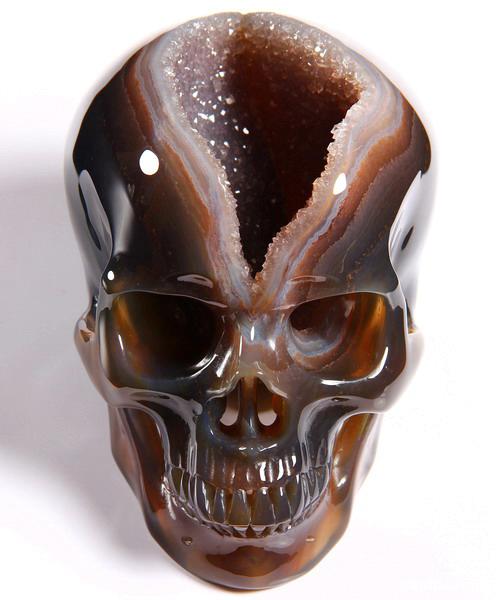 Huge Geode 5.0" Agate Carved Crystal Skull Huge Geode 5.0" Agate Carved Crystal Skull