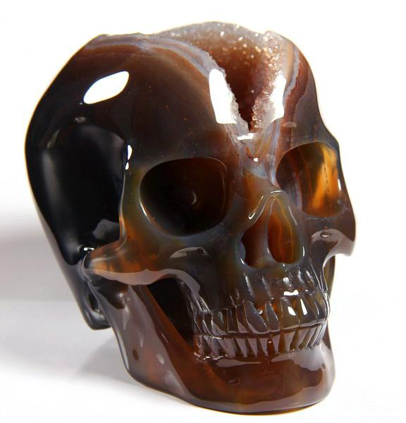 Huge Geode 5.0" Agate Carved Crystal Skull Huge Geode 5.0" Agate Carved Crystal Skull