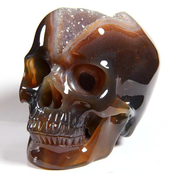 Huge Geode 5.0" Agate Carved Crystal Skull Huge Geode 5.0" Agate Carved Crystal Skull
