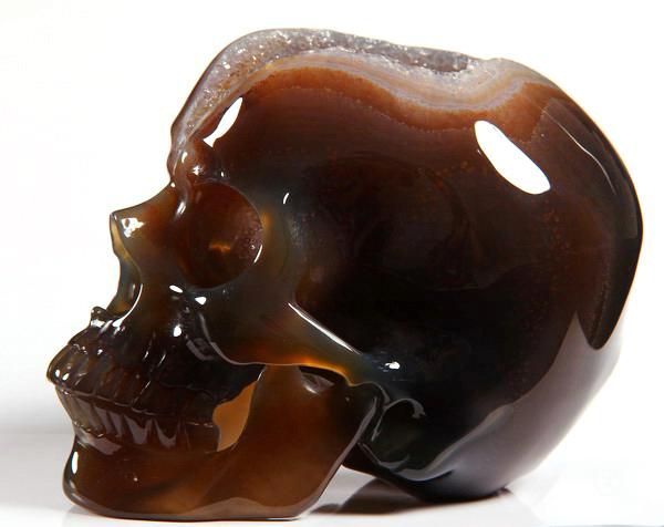 Huge Geode 5.0" Agate Carved Crystal Skull Huge Geode 5.0" Agate Carved Crystal Skull
