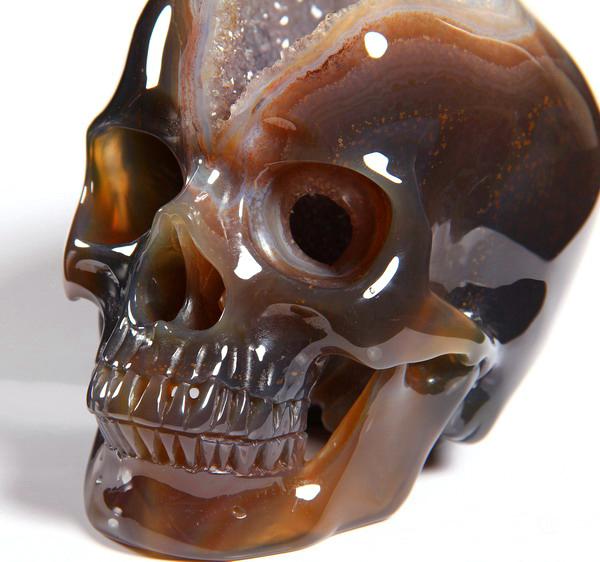 Huge Geode 5.0" Agate Carved Crystal Skull Huge Geode 5.0" Agate Carved Crystal Skull