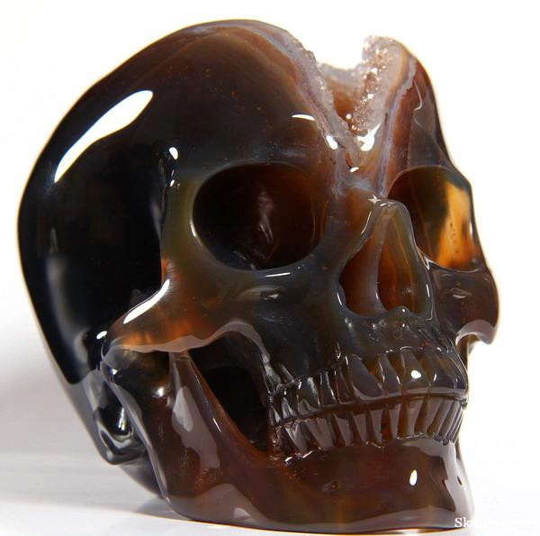 Huge Geode 5.0" Agate Carved Crystal Skull Huge Geode 5.0" Agate Carved Crystal Skull