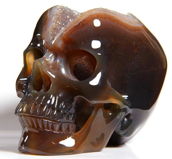 Huge Geode 5.0" Agate Carved Crystal Skull Huge Geode 5.0" Agate Carved Crystal Skull