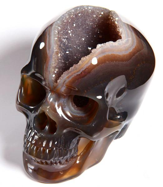 Huge Geode 5.0" Agate Carved Crystal Skull Huge Geode 5.0" Agate Carved Crystal Skull