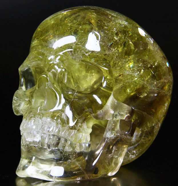 Top Quality! Clearest! 6.3" Citrine Carved Crystal Skull Super Realistic Top Quality! Clearest! 6.3" Citrine Carved Crystal Skull Super Realistic