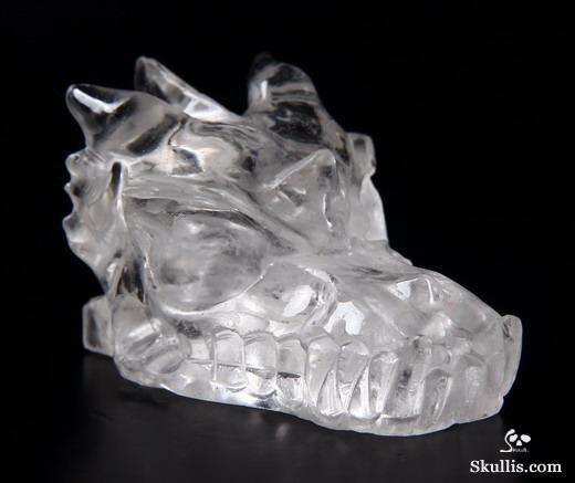2.5" Quartz Rock Crystal Carved Crystal Dragon Skull 2.5" Quartz Rock Crystal Carved Crystal Dragon Skull