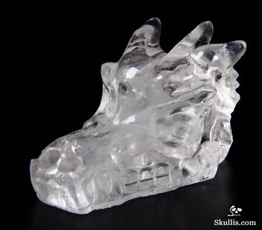 2.5" Quartz Rock Crystal Carved Crystal Dragon Skull 2.5" Quartz Rock Crystal Carved Crystal Dragon Skull