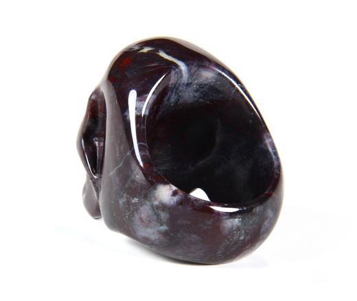 Size 11 Chinese Bloodstone Carved Crystal Skull Ring Size 11 Chinese Bloodstone Carved Crystal Skull Ring