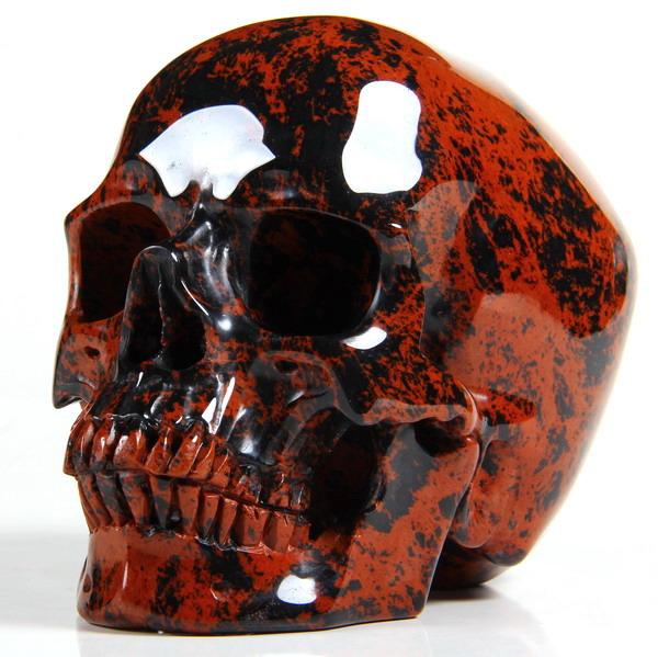 5.0" Mahogany Obsidian Carved Crystal Skull, Super Realistic 5.0" Mahogany Obsidian Carved Crystal Skull, Super Realistic