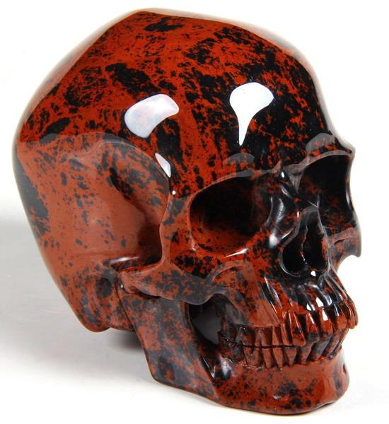 5.0" Mahogany Obsidian Carved Crystal Skull, Super Realistic 5.0" Mahogany Obsidian Carved Crystal Skull, Super Realistic