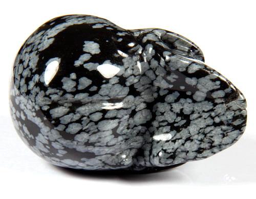 2.4" Snowflake Obsidian Carved Crystal Skull, Realistic 2.4" Snowflake Obsidian Carved Crystal Skull, Realistic