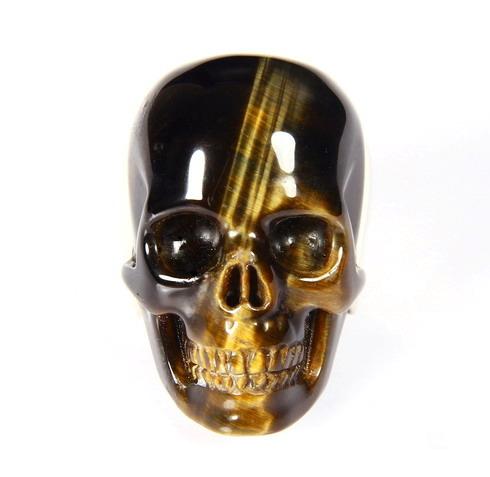 AMAZING FLASH Size 11, Tiger Eye Carved Crystal Skull Ring AMAZING FLASH Size 11, Tiger Eye Carved Crystal Skull Ring