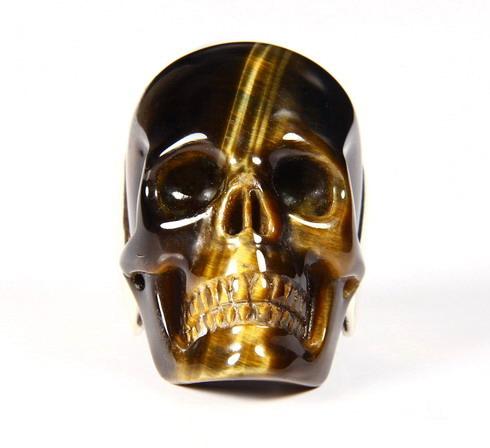 AMAZING FLASH Size 11, Tiger Eye Carved Crystal Skull Ring AMAZING FLASH Size 11, Tiger Eye Carved Crystal Skull Ring