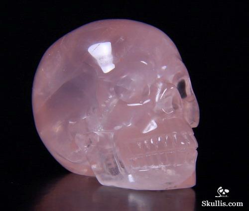 Clear 1.5" Rose Quartz rock Carved Crystal Skull, Realistic Clear 1.5" Rose Quartz rock Carved Crystal Skull, Realistic