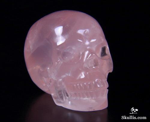 Clear 1.5" Rose Quartz rock Carved Crystal Skull, Realistic Clear 1.5" Rose Quartz rock Carved Crystal Skull, Realistic