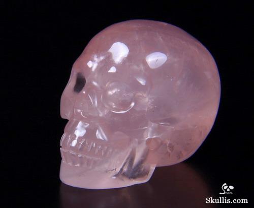 Clear 1.5" Rose Quartz rock Carved Crystal Skull, Realistic Clear 1.5" Rose Quartz rock Carved Crystal Skull, Realistic