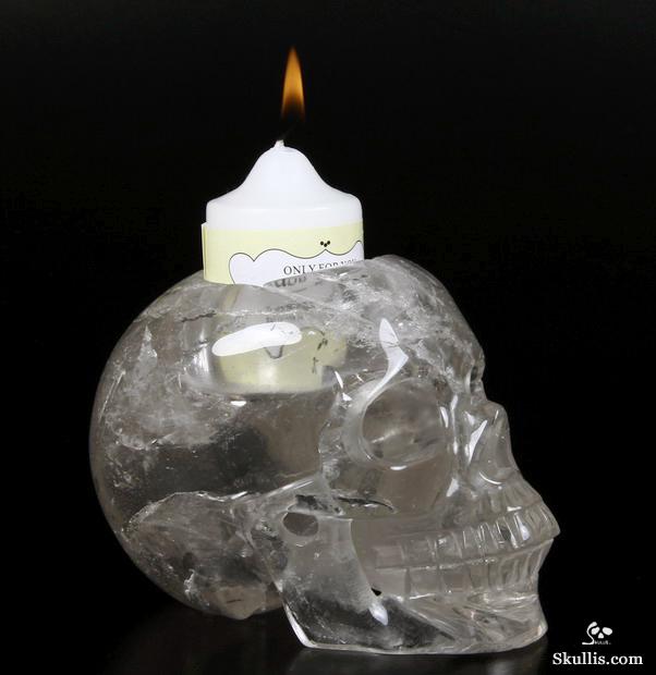 Gemstone skull candle