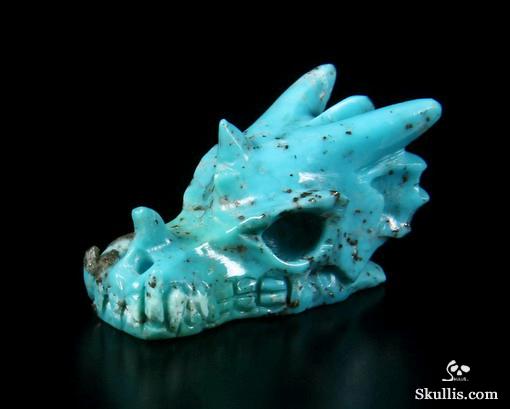 Gemstone 1.0" Turquoise Carved Crystal Dragon Skull Gemstone 1.0" Turquoise Carved Crystal Dragon Skull