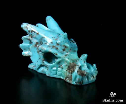 Gemstone 1.0" Turquoise Carved Crystal Dragon Skull Gemstone 1.0" Turquoise Carved Crystal Dragon Skull
