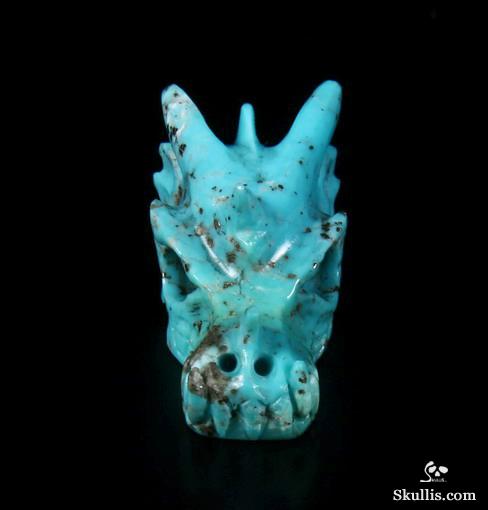 Gemstone 1.0" Turquoise Carved Crystal Dragon Skull Gemstone 1.0" Turquoise Carved Crystal Dragon Skull
