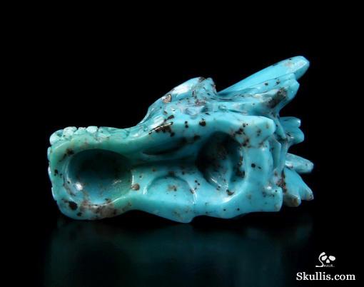 Gemstone 1.0" Turquoise Carved Crystal Dragon Skull Gemstone 1.0" Turquoise Carved Crystal Dragon Skull