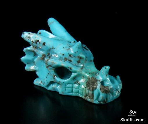 Gemstone 1.0" Turquoise Carved Crystal Dragon Skull Gemstone 1.0" Turquoise Carved Crystal Dragon Skull