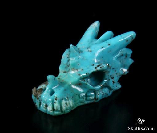 Gemstone 1.0" Turquoise Carved Crystal Dragon Skull Gemstone 1.0" Turquoise Carved Crystal Dragon Skull