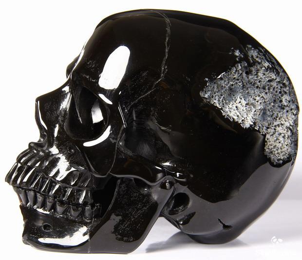 Black Agate Skull Black Agate Gemstone Carving Handmade Gemstone Skull Carving Scary Skull Head Figurine
