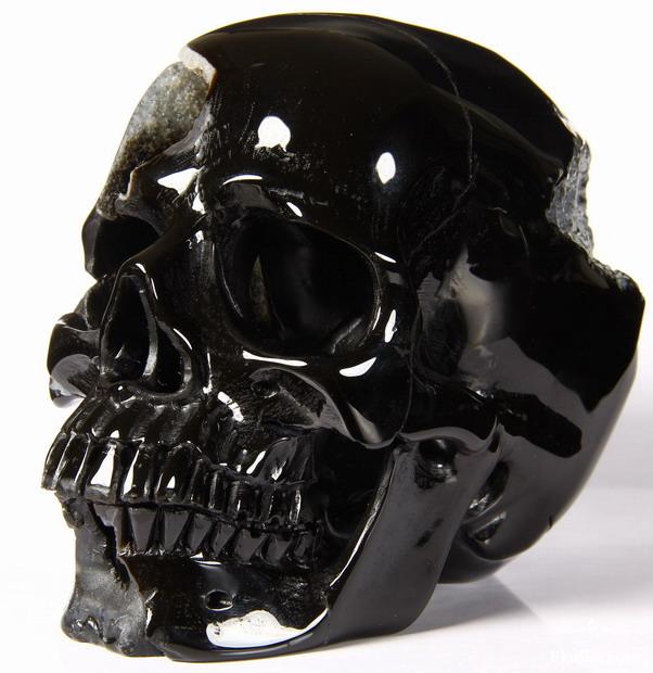 Black Agate Skull Black Agate Gemstone Carving Handmade Gemstone Skull Carving Scary Skull Head Figurine