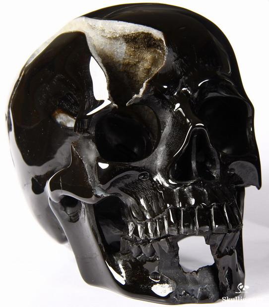 Black Agate Skull Black Agate Gemstone Carving Handmade Gemstone Skull Carving Scary Skull Head Figurine
