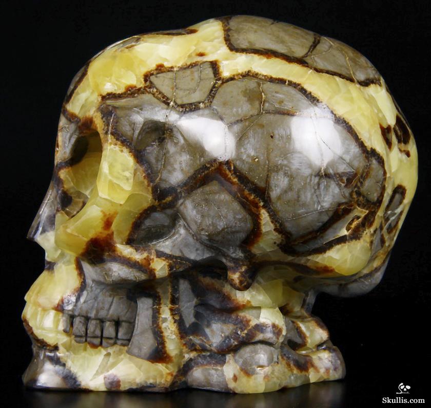 HUGE 5.5" Dragon Septarian Stone Carved Crystal Alien Skull HUGE 5.5" Dragon Septarian Stone Carved Crystal Alien Skull