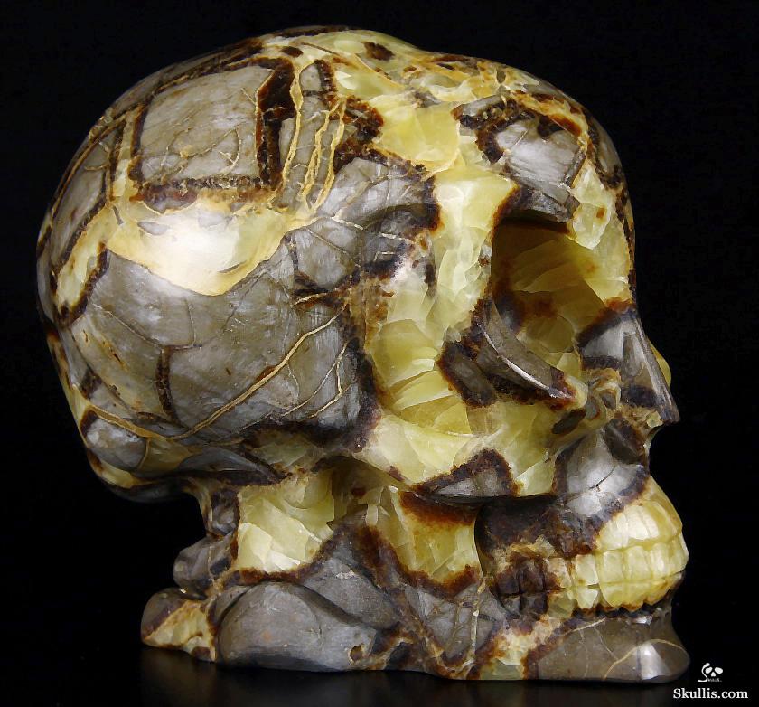 HUGE 5.5" Dragon Septarian Stone Carved Crystal Alien Skull HUGE 5.5" Dragon Septarian Stone Carved Crystal Alien Skull