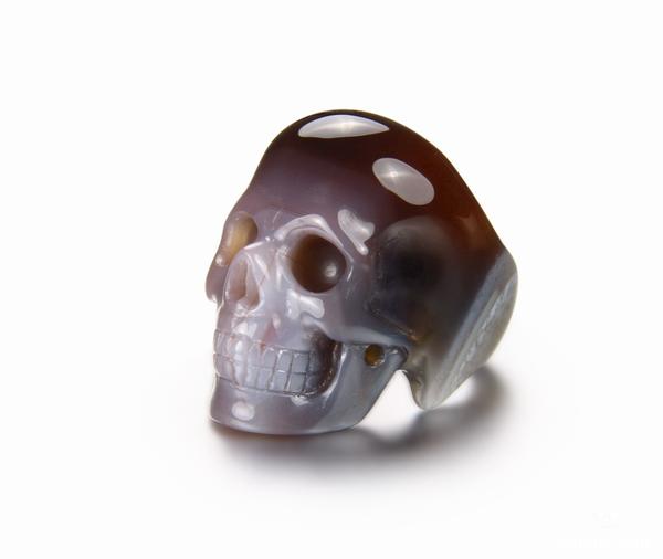 Size 7.5 Fine Gemstone Mozambique Agate Carved Crystal Skull Ring #4804491 Size 7.5 Fine Gemstone Mozambique Agate Carved Crystal Skull Ring #4804491