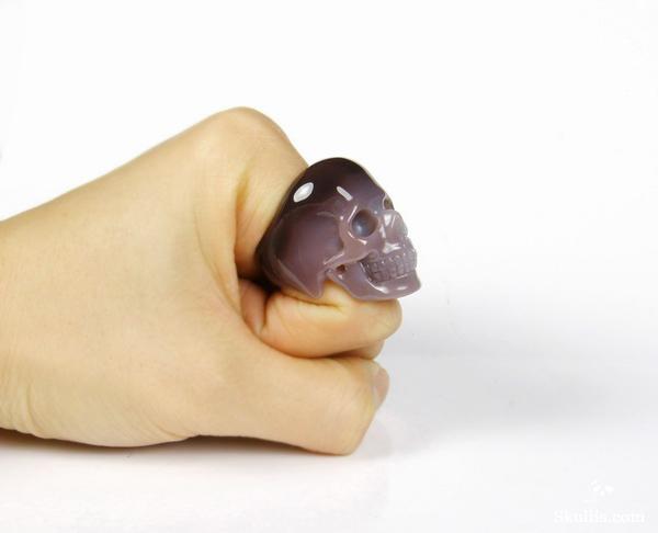 Size 7.5 Fine Gemstone Mozambique Agate Carved Crystal Skull Ring #4804491 Size 7.5 Fine Gemstone Mozambique Agate Carved Crystal Skull Ring #4804491