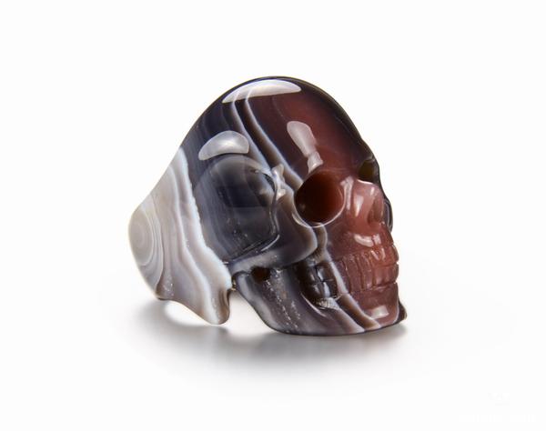 Size 9.5 Fine Gemstone 1.5" Mozambique Agate Carved Crystal Skull Ring #4804492 Size 9.5 Fine Gemstone 1.5" Mozambique Agate Carved Crystal Skull Ring #4804492