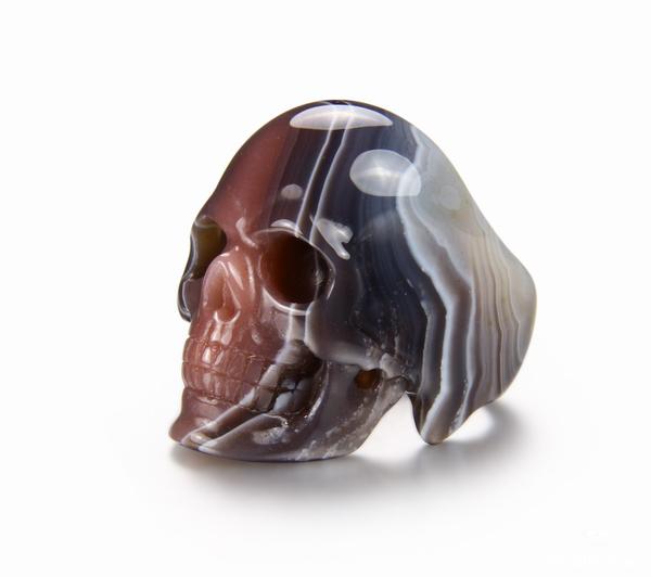 Size 9.5 Fine Gemstone 1.5" Mozambique Agate Carved Crystal Skull Ring #4804492 Size 9.5 Fine Gemstone 1.5" Mozambique Agate Carved Crystal Skull Ring #4804492