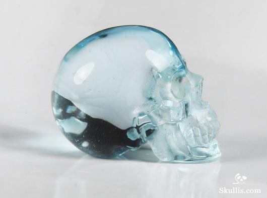 Gemstone 1.0" Sky Blue Topaz Carved Crystal Skull, Realistic Gemstone 1.0" Sky Blue Topaz Carved Crystal Skull, Realistic