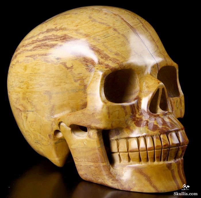 HUGE 5.5" Mongolian Banded Jasper Carved Crystal Skull, Realistic HUGE 5.5" Mongolian Banded Jasper Carved Crystal Skull, Realistic