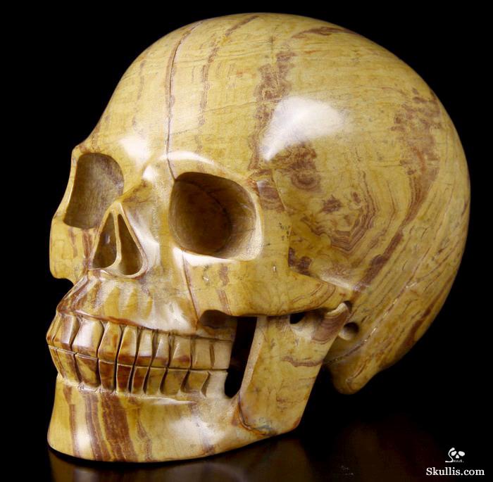 HUGE 5.5" Mongolian Banded Jasper Carved Crystal Skull, Realistic HUGE 5.5" Mongolian Banded Jasper Carved Crystal Skull, Realistic