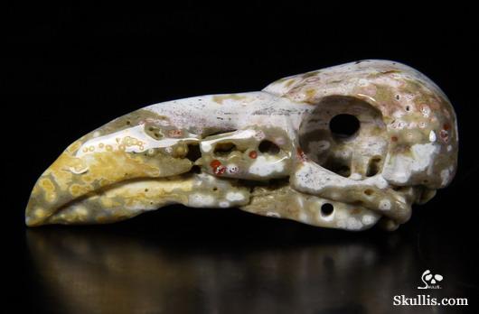 Ocean Jasper Carved Crystal Raven Skull Pendant Ocean Jasper Carved Crystal Raven Skull Pendant