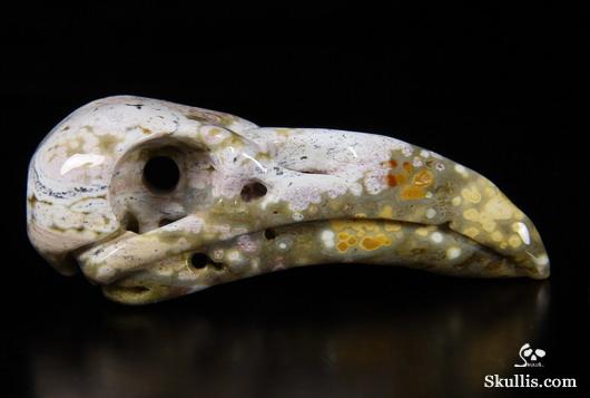 Ocean Jasper Carved Crystal Raven Skull Pendant Ocean Jasper Carved Crystal Raven Skull Pendant