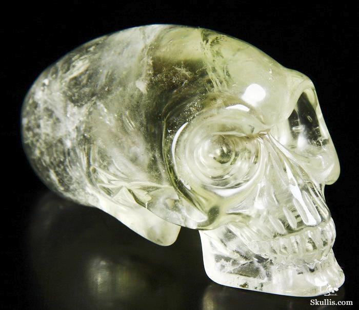 Clear 3.3" Citrine Carved Elongated Mayan Alien Crystal Skull Clear 3.3" Citrine Carved Elongated Mayan Alien Crystal Skull